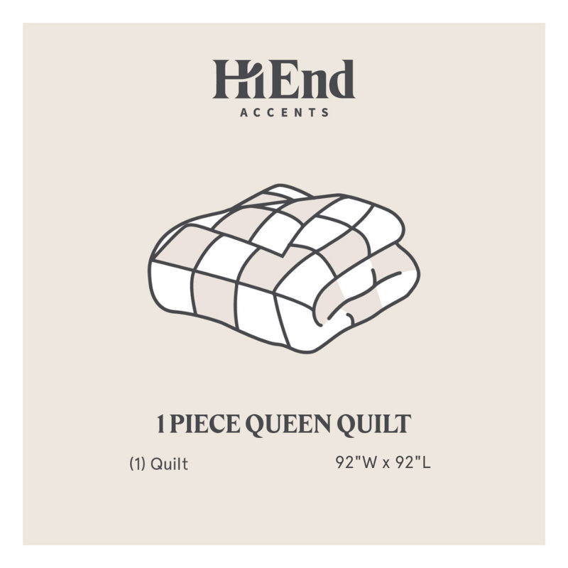 Velvet Diamond Solid Color Quilted Modern Contemporary 1 Piece Quilt, Full/Queen, Gray