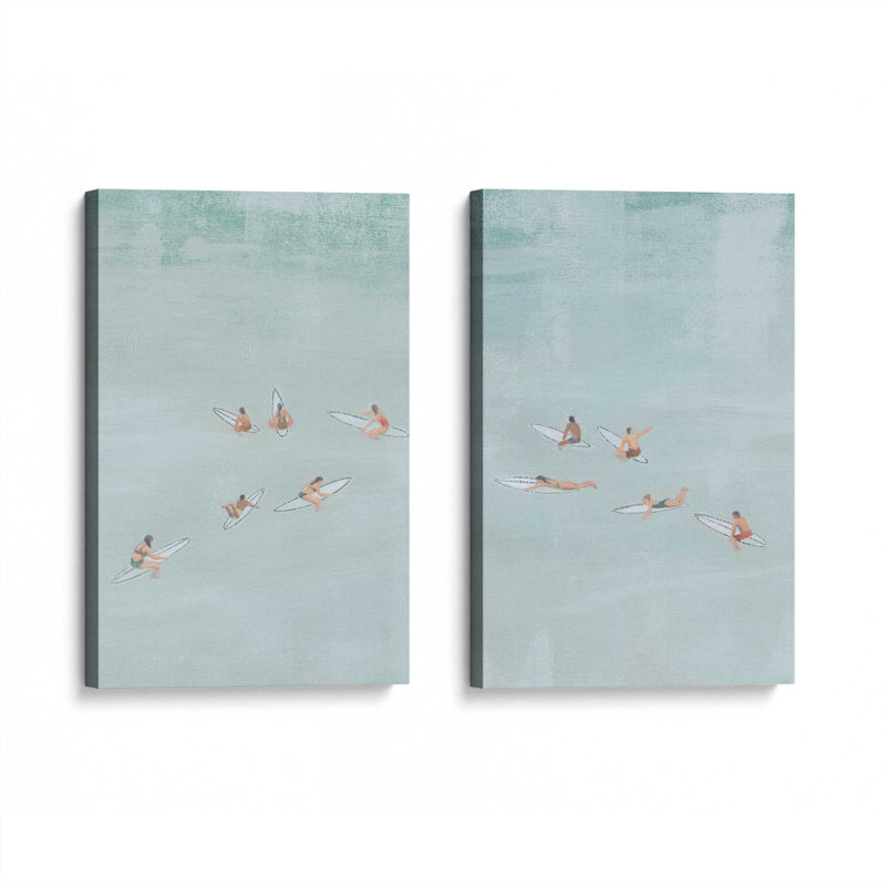 Surf Squad Chill, ensemble de 2 impressions, 48 po x 32 po, Toile tendue, Toile tendue