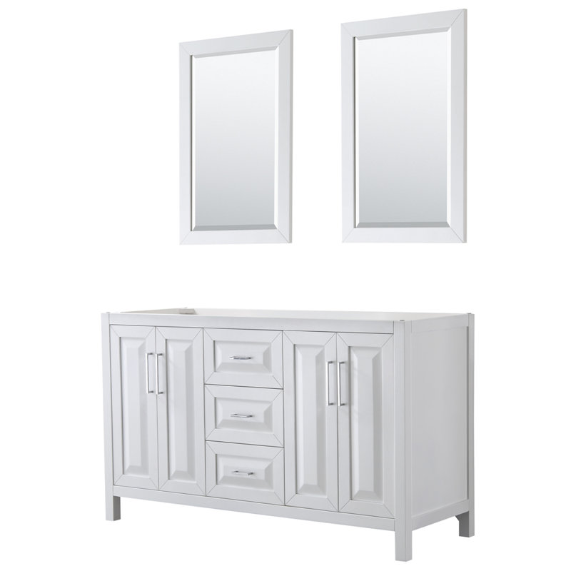 Daria 60'' W Double Vanity, White, White Cultured Marble, Polished Chrome