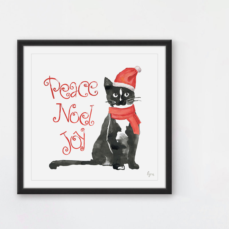 « cat noel », reproduction d’art encadrée, H 12 po x l 12 po x P 1,5 po