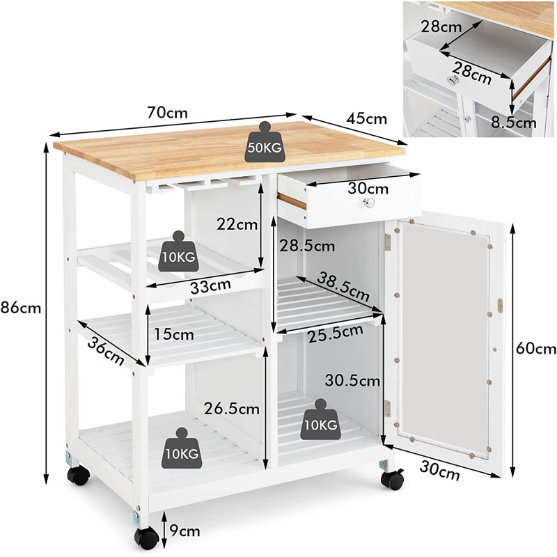 Karess Wood Kitchen Cart
