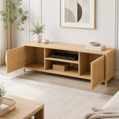 Bamboo Storage Cabinet with Open Shelves – Versatile Bathroom or Living Room Organizer