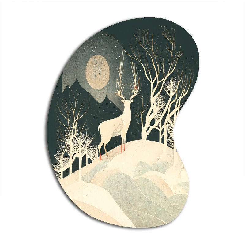 Haridutt - paysage animalier en forme de flèche - art mural asymétrique en métal, H 31 po x l 22 po