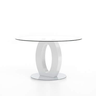 47.2 Round Glass Top Dining Table, Round Glass Dining Table for 4-6, Modern Kitchen Table with Tempered Glass Top, Circle Dining Table for Home, Living Room, Apartment