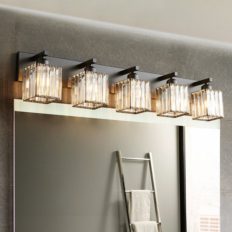 Lanceton Dimmable Vanity Light, Black, 5 Lights