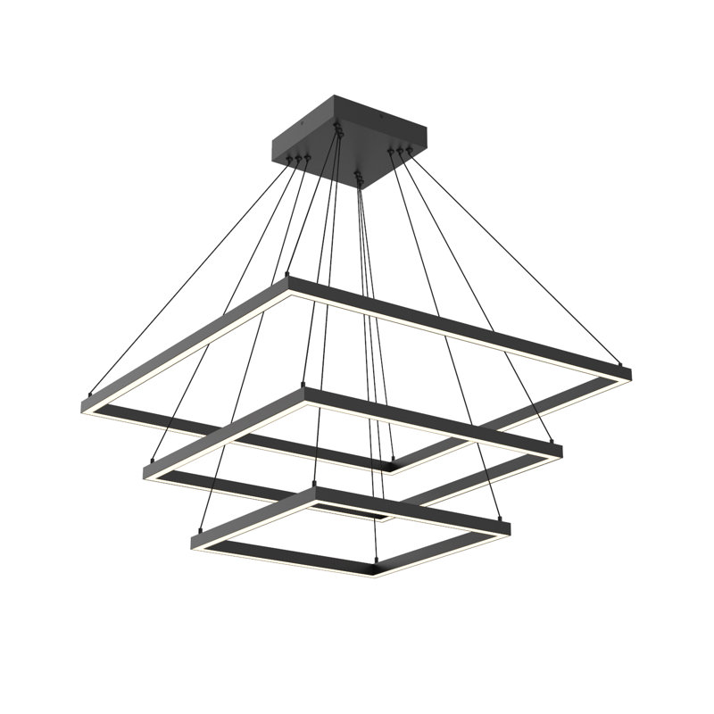 Piazza LED Chandelier, Black, 3, 1.375" H x 31.5" W x 31.5" D