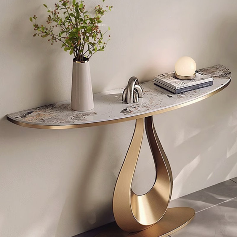 Light luxury style simple console table, 33.5" H x 47.2" W x 13.8" D, Gold