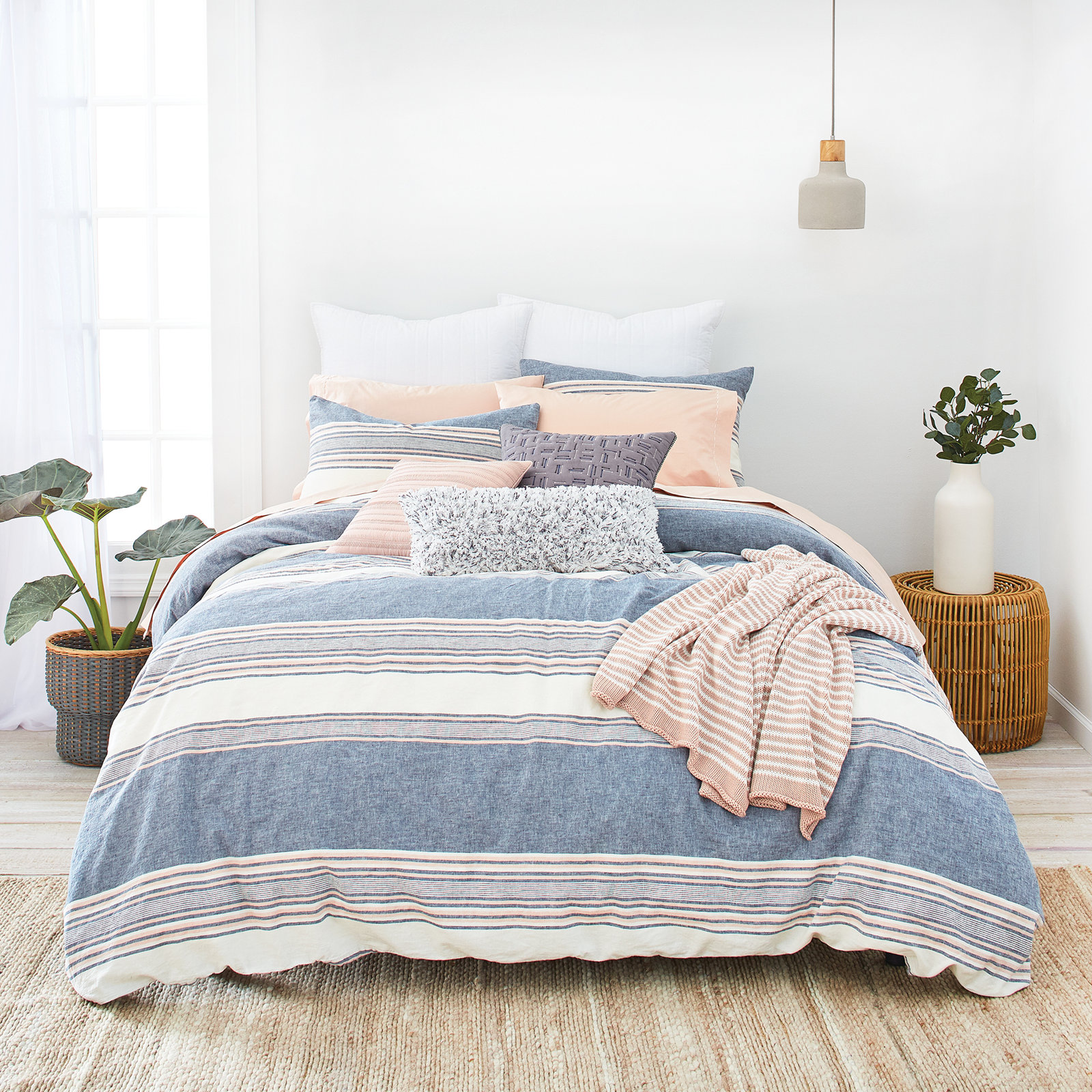 SPLENDID HOME Tuscan Linen Duvet Cover Set, Twin Duvet Cover + 1 Sham