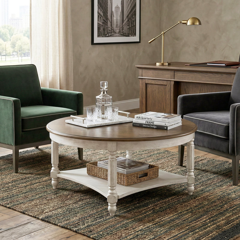 Table basse Locke, Chêne antique / blanc antique