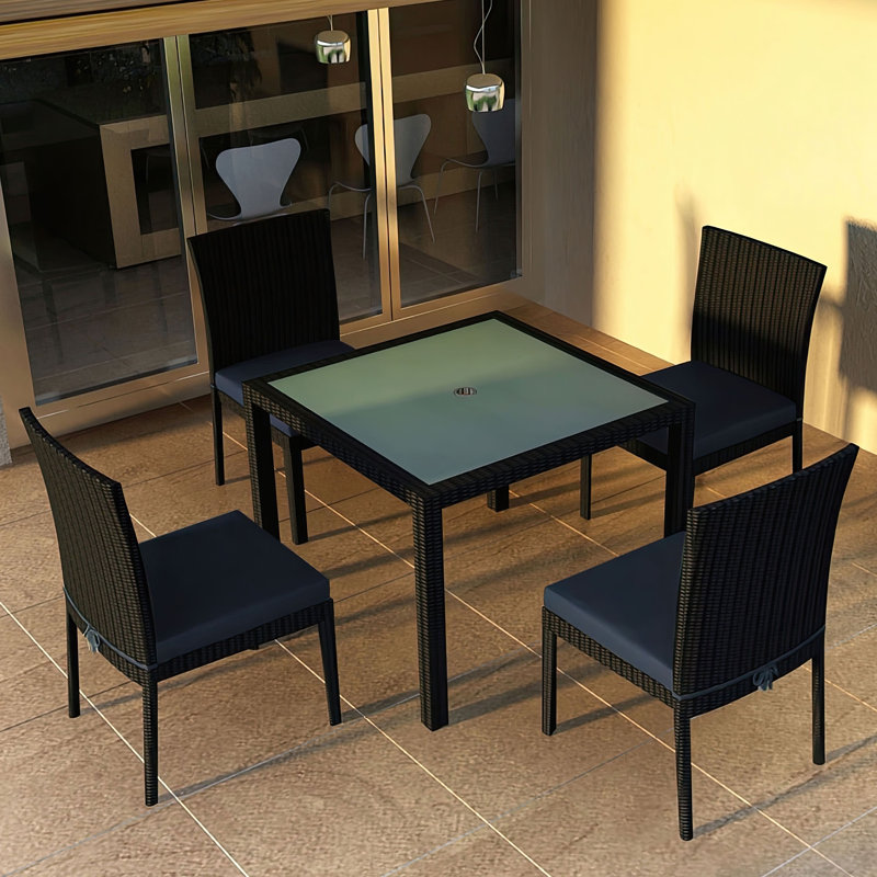 Ensemble repas Kaneb, Spectre indigo Sunbrella®, Spectre indigo Sunbrella®, H 29,5 po x l 39,25 po x L 39,25 po