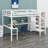 Metal Loft Bed With L-Shaped Desk And USB, Wardrobe And  Shelf, High Loft Bed With LED For Kids Teens Adults-1598354024-1598354025