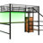 Full Size Metal Loft Bed With Desk, Storage Staircase, Small Wardrobe, Led - Comfortable And Secure-1404018225
