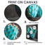 Turquoise gris, photo monochrome de cactus dans un vase - art mural de cactus floral, salon-902047201-902047205