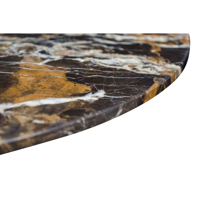 Razor Marble End Table, Black/Brown/Ivory/Black Powder Coating