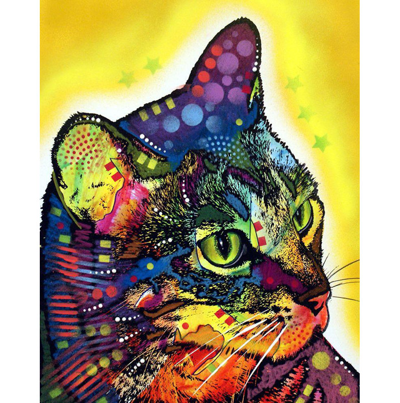 Art sur toile tendue de la collection Dakota Fields de Dakota, titre: Chat confiant, H 34 po x l 28 po