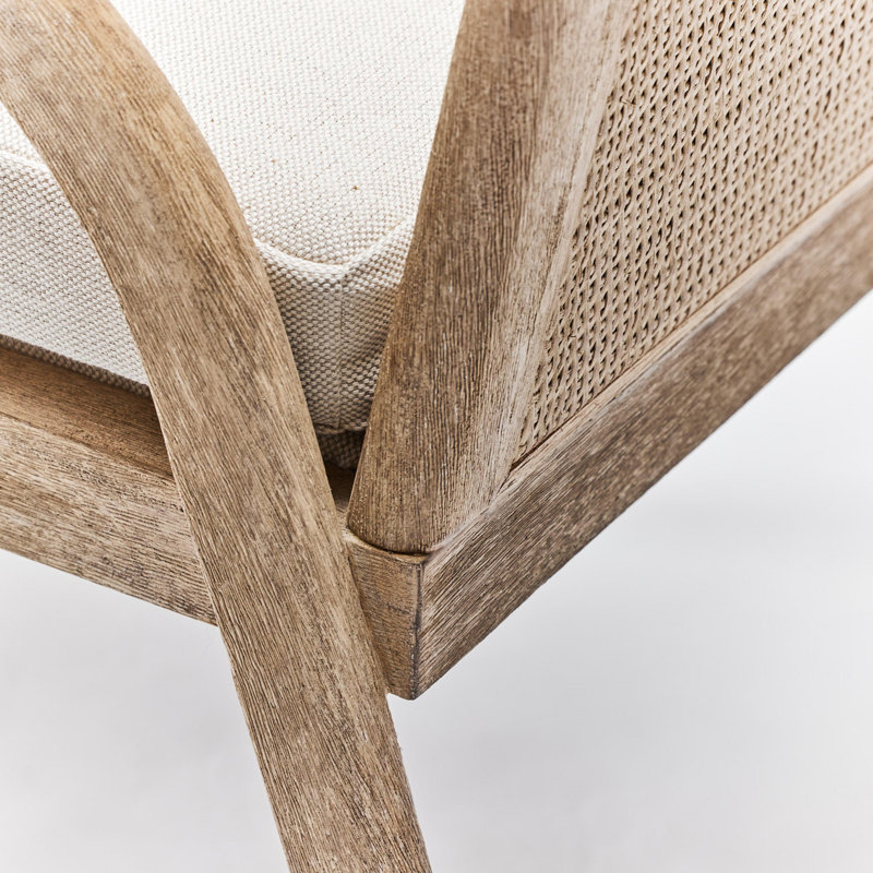 Delray Leather Arm Chair, White Ceruse
