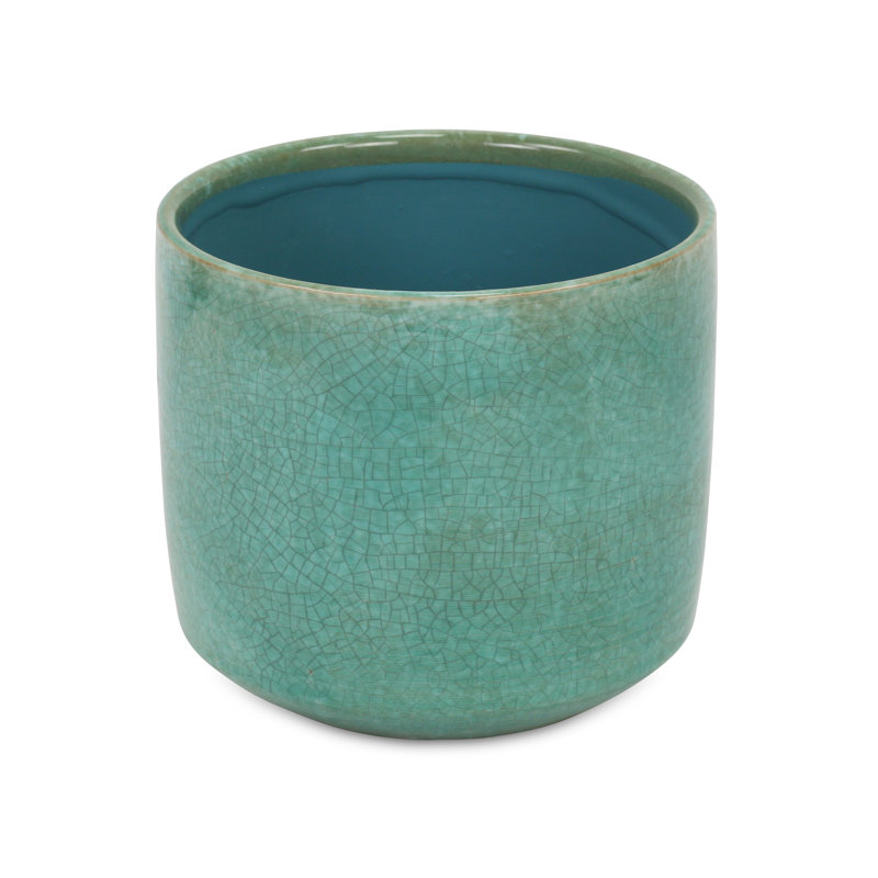 Sia Handmade Ceramic Pot Planter, Green, 5.75" H x 6.75" W x 6.75" D