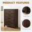 Commode de rangement à 5 tiroirs - Commode pratique
