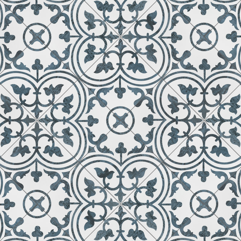 Cassis Arte 10" x 10" Porcelain Patterned Wall & Floor Tile, Black