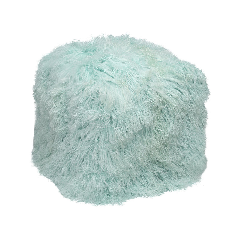 Solon Upholstered Pouf, Light Teal 