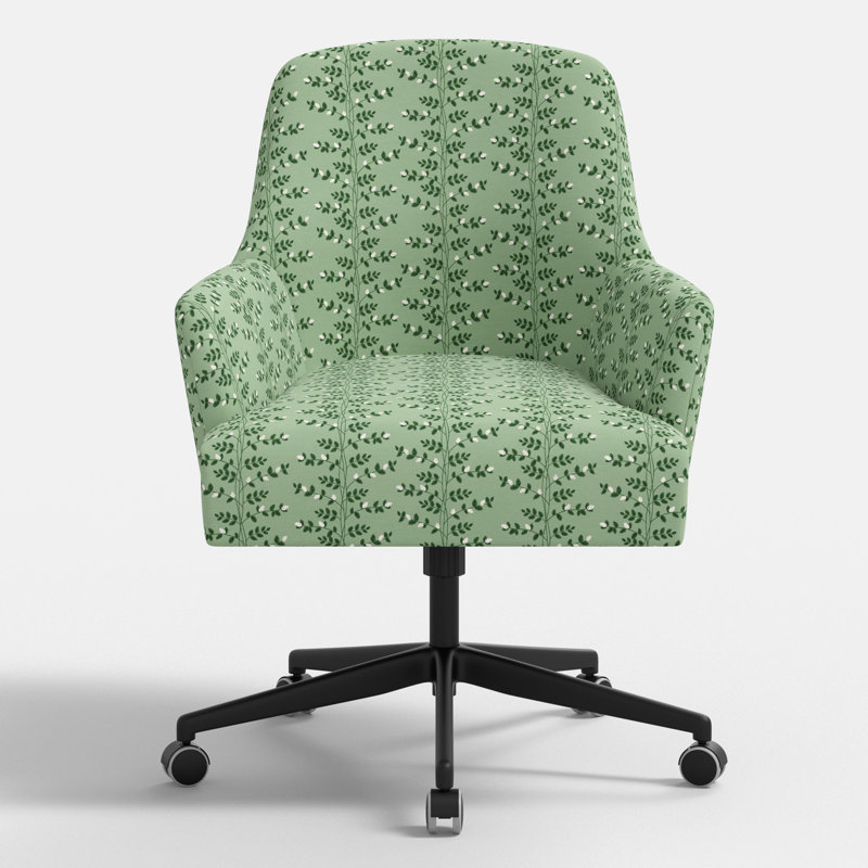 Chaise de bureau Rifle Paper Co. x Fabric & Company, Vert vignes grimpantes, Noir mat