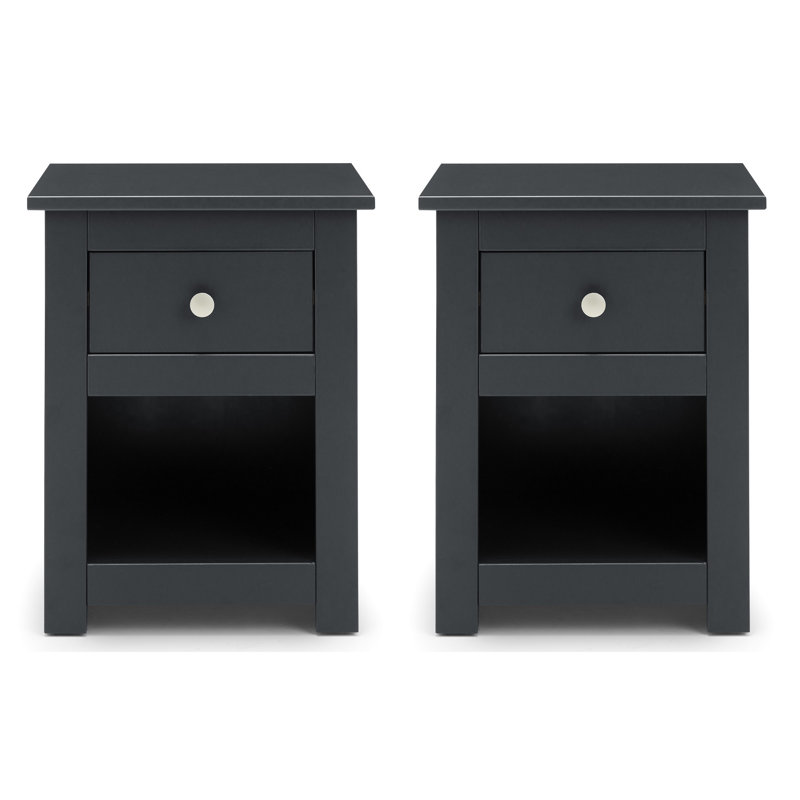 Payeur 43cm W Solid Wood Bedside Table, Black