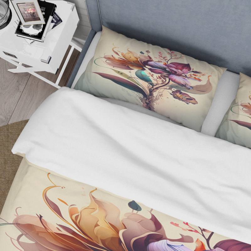 Orchid Floral Design I - Ensemble de housse de couette floral orchidée - Polyester microfibre