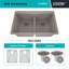 Évier de cuisine en quartz 33 po x 22 po, évier à double cuve en platine Lexicon, évier encastré, évier de cuisine encastré, évier de cuisine en granite, avec 2 grilles en acier et crépine, bride de broyeur-100746493