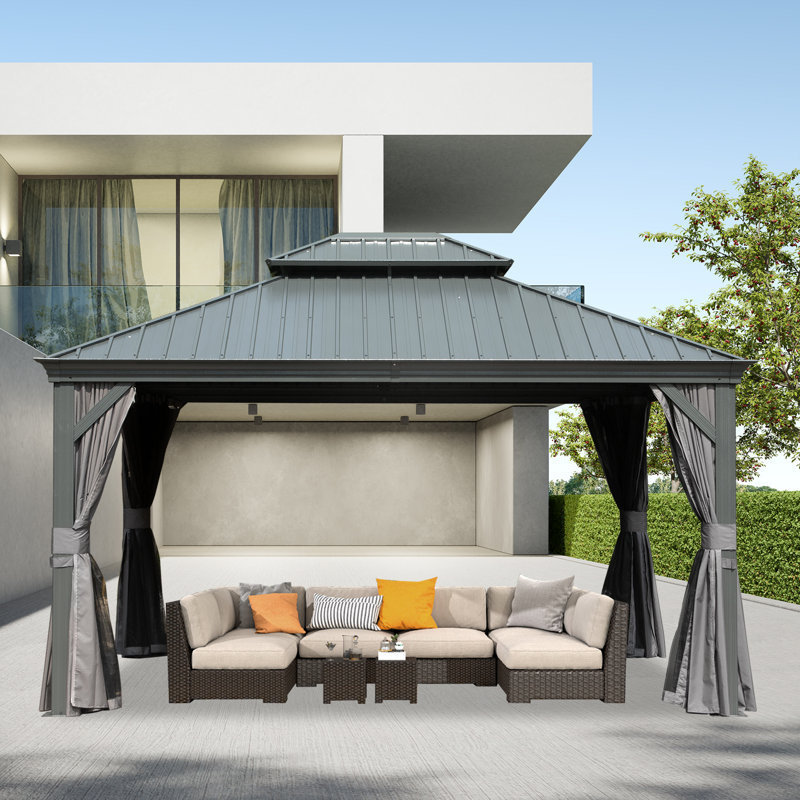 Aluminum Galvanized Steel Patio Gazebo with Double Roof