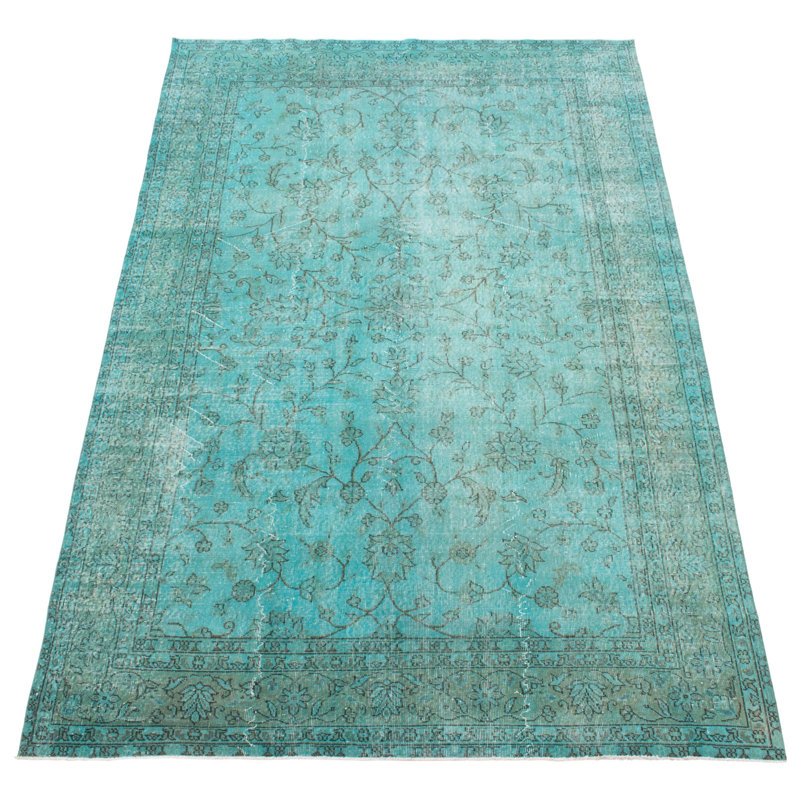 Tapis turquoise à transition de couleur 6 pi 9 po x 10 pi 4 po