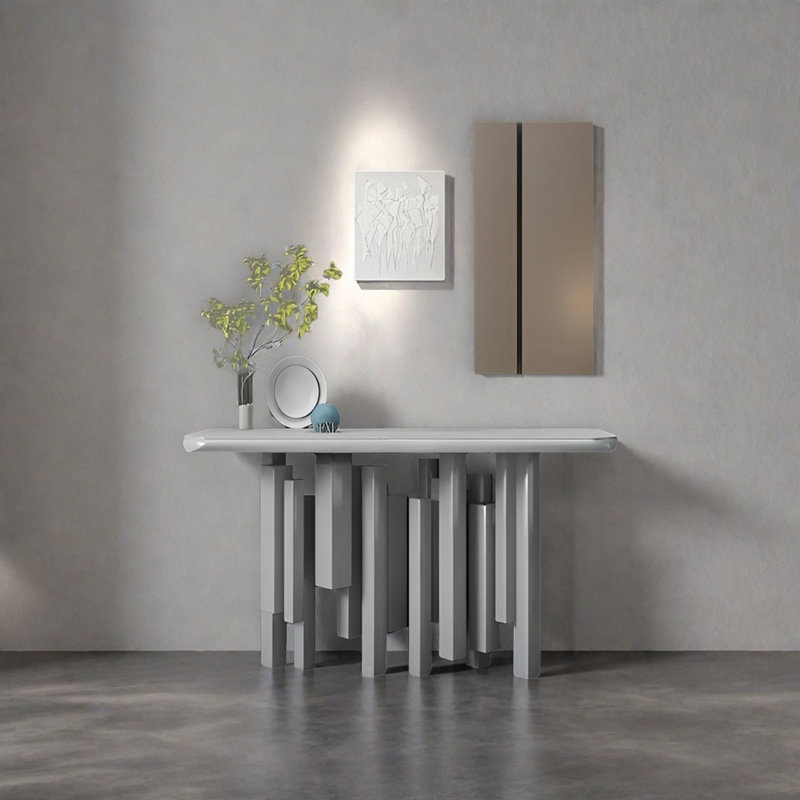Console Modern Minimalist Art, Bleu grisâtre, H 35,43 po x l 47,24 po x P 15,75 po