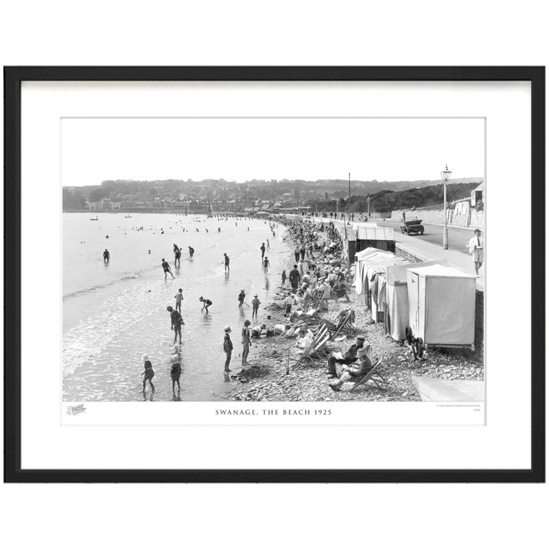 Swanage, The Beach 1925 by Francis Frith - Single Picture Frame Print, 40cm H x 50cm W x 2.3cm D