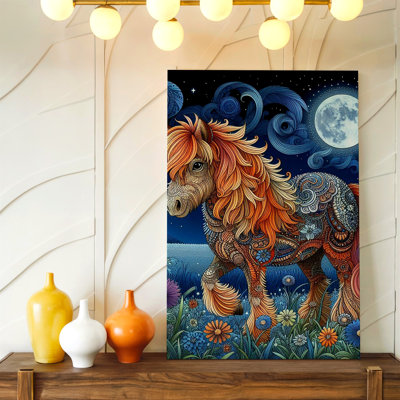 Reproduction d'art sur toile Pony Moonlit Night Meadow