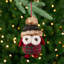 Plush Baby Owl In Plaid Christmas Ornament