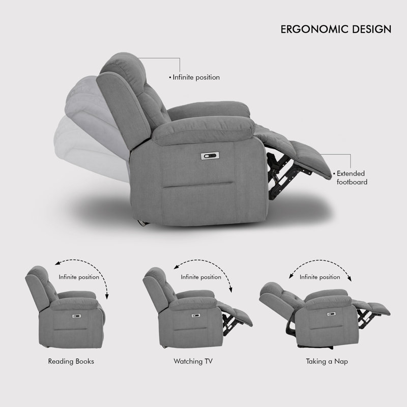 7-Piece, 2 Power Recliners Sectional Couch Reclining with Storage & Cup Holder, Gray Suede