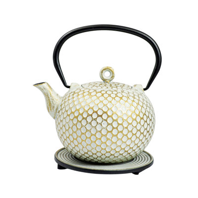 Frieling Arare Cast Iron Teapot - 40 Oz, Teal, With Stainless Steel Infuser, Stovetop Safe Japanese Tea Kettle