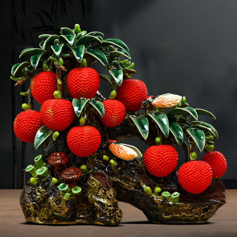 Figurine de litchi en céramique exquise pour entrée