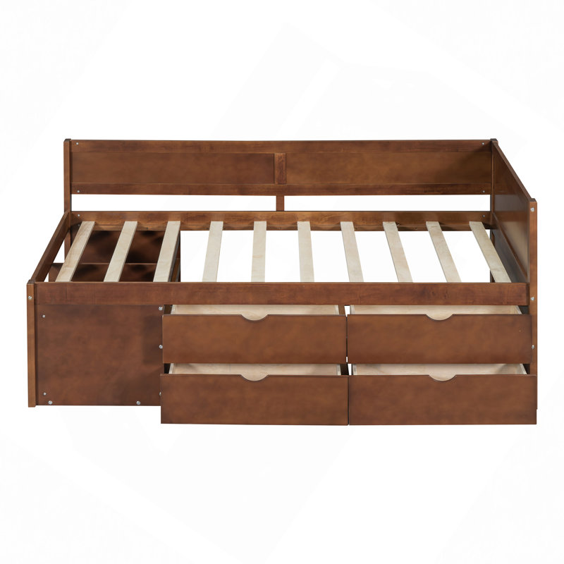 Daybed With Drawers And Shelves, Walnut, Twin