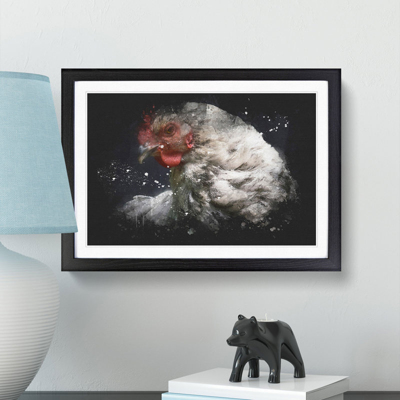 White Hen - Picture Frame Graphic Art Print, Black Framed, 24cm H x 33cm W x 2cm D