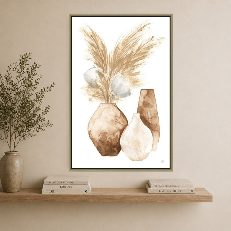 «Vase Gray Pods» par Chris Paschke - Impression sur toile, H 64 po x l 44 po, Champagne