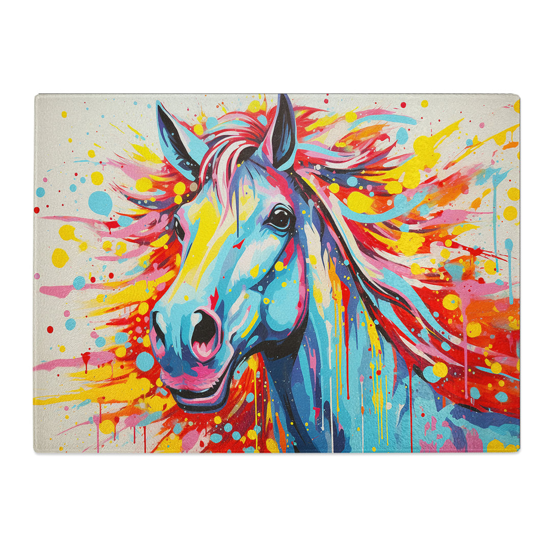 Horse Pop Art  Glass Chopping Board