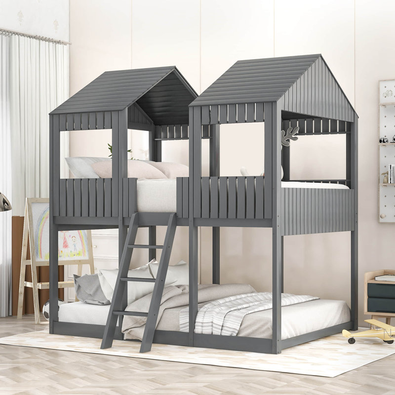 Ailah Kids Full Over Full Bunk Bed, Gray