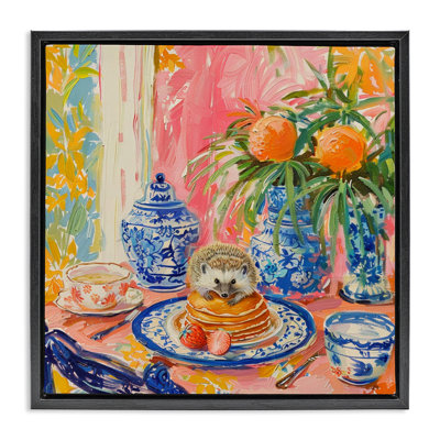  Pancakes Stack & Hedgehog Canvas Wall Art by LSR Design Studio