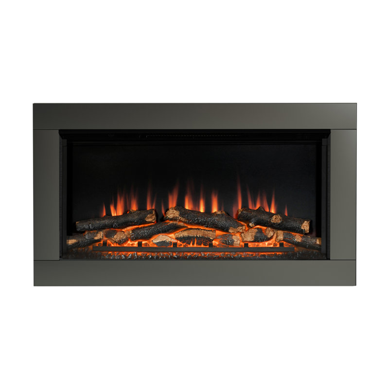 Avella Wall-Mounted Inset Electric Fireplace, Black Nickel