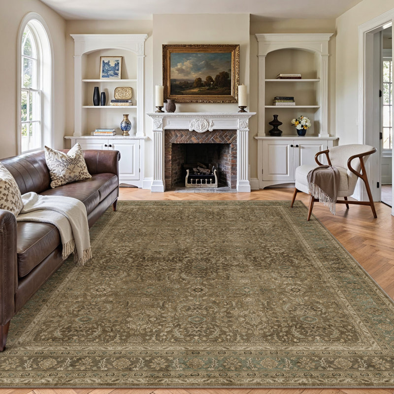 Vintage Oriental Washable Area Rug With Non-Slip Backing, Rectangle 8' x 10'