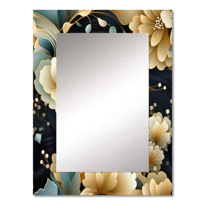 Annan Blue And Beige Pailey Flowers Elegance - Paisley  Decorative Mirror, Paisley, Floral Wall Mirror, Printed Metal Art