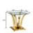 Glass Top End Table With Mirror Finish Stainless Steel Base-1407916658