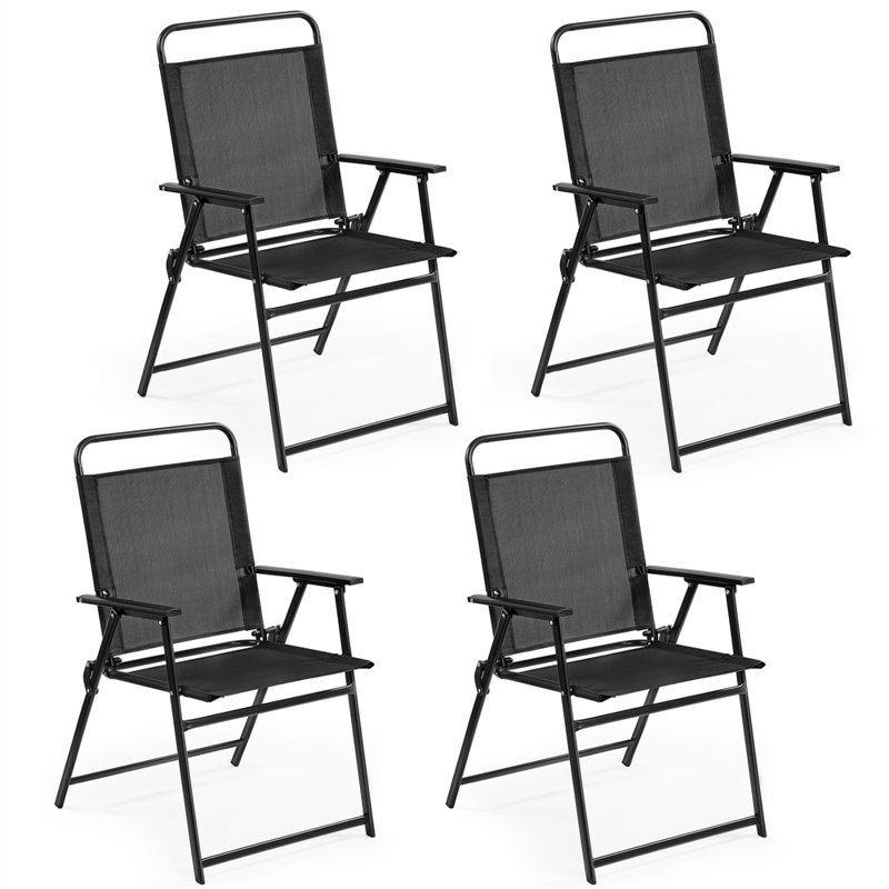 Folding Patio Dining Armchair, 4, Black