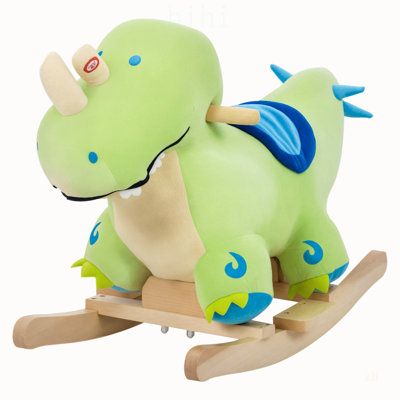 Cheval à bascule dinosaure pour enfants, avec sons réalistes et peluche douce pour le développement des muscles du tronc
