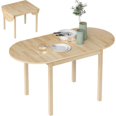 Solid Wood Folding Dining Table, Drop Leaf Kichen Dining Room Desk For Small Spaces